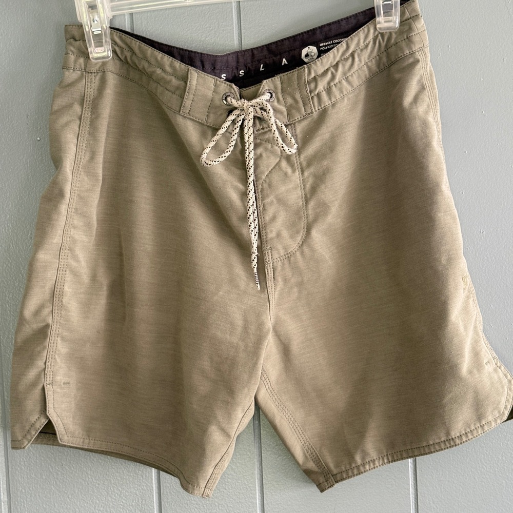 Vissla Solid Sets Boardshort Mens 28 Khaki Cocotex Upcycled Coconut Stretch